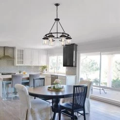 New ⭐ Hartwell 6-Light Modern Farmhouse Antique Black Wagon Wheel Chandelier with Clear Glass Shade by Edvivi 🤩 -Deals Edvivi || Atlas Store antique black edvivi chandeliers epc446bkbn 31 1000