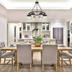 New ⭐ Hartwell 6-Light Modern Farmhouse Antique Black Wagon Wheel Chandelier with Clear Glass Shade by Edvivi 🤩 -Deals Edvivi || Atlas Store antique black edvivi chandeliers epc446bkbn c3 1000