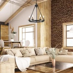 Best deal 🥰 Hartwell 6-Light Antique Black Modern Farmhouse Round Candlestick Chandelier with Brass Candle Sleeves by Edvivi 🥰 -Deals Edvivi || Atlas Store antique black edvivi chandeliers epc5105bk 1f 1000