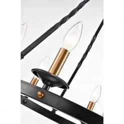 Best deal 🥰 Hartwell 6-Light Antique Black Modern Farmhouse Round Candlestick Chandelier with Brass Candle Sleeves by Edvivi 🥰 -Deals Edvivi || Atlas Store antique black edvivi chandeliers epc5105bk 44 1000