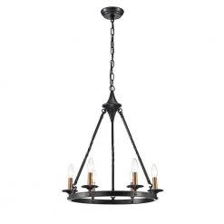 Best deal 🥰 Hartwell 6-Light Antique Black Modern Farmhouse Round Candlestick Chandelier with Brass Candle Sleeves by Edvivi 🥰 -Deals Edvivi || Atlas Store antique black edvivi chandeliers epc5105bk 77 1000