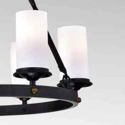 Cheap ⌛ Hartwell 6-Light Antique Black Modern Farmhouse Round Chandelier with White Cylinder Glass shades by Edvivi 🔥 -Deals Edvivi || Atlas Store antique black edvivi chandeliers epc5115bk 1d 1000