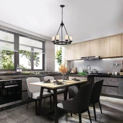 Cheap ⌛ Hartwell 6-Light Antique Black Modern Farmhouse Round Chandelier with White Cylinder Glass shades by Edvivi 🔥 -Deals Edvivi || Atlas Store antique black edvivi chandeliers epc5115bk 31 1000