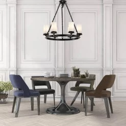 Cheap ⌛ Hartwell 6-Light Antique Black Modern Farmhouse Round Chandelier with White Cylinder Glass shades by Edvivi 🔥 -Deals Edvivi || Atlas Store antique black edvivi chandeliers epc5115bk 77 1000