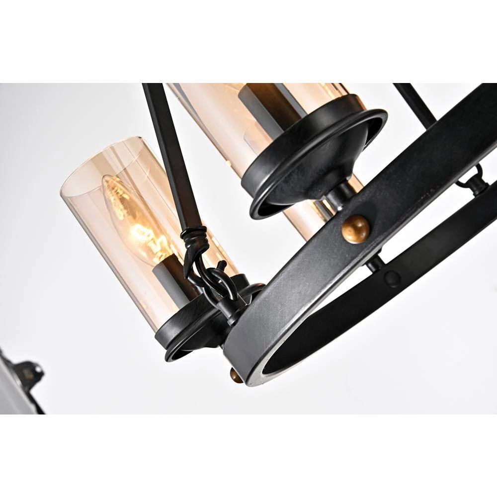 Best deal ๐ฅ Hartwell 6-Light Traditional Antique Black Industrial Wheel Chandelier with Clear Amber Glass Shades by Edvivi โ 6 Best deal ๐ฅ Hartwell 6-Light Traditional Antique Black Industrial Wheel Chandelier with Clear Amber Glass Shades by Edvivi โ - Image 4