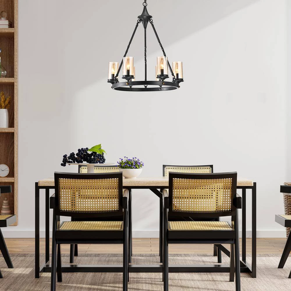 Best deal ๐ฅ Hartwell 6-Light Traditional Antique Black Industrial Wheel Chandelier with Clear Amber Glass Shades by Edvivi โ 11 Best deal ๐ฅ Hartwell 6-Light Traditional Antique Black Industrial Wheel Chandelier with Clear Amber Glass Shades by Edvivi โ - Image 9