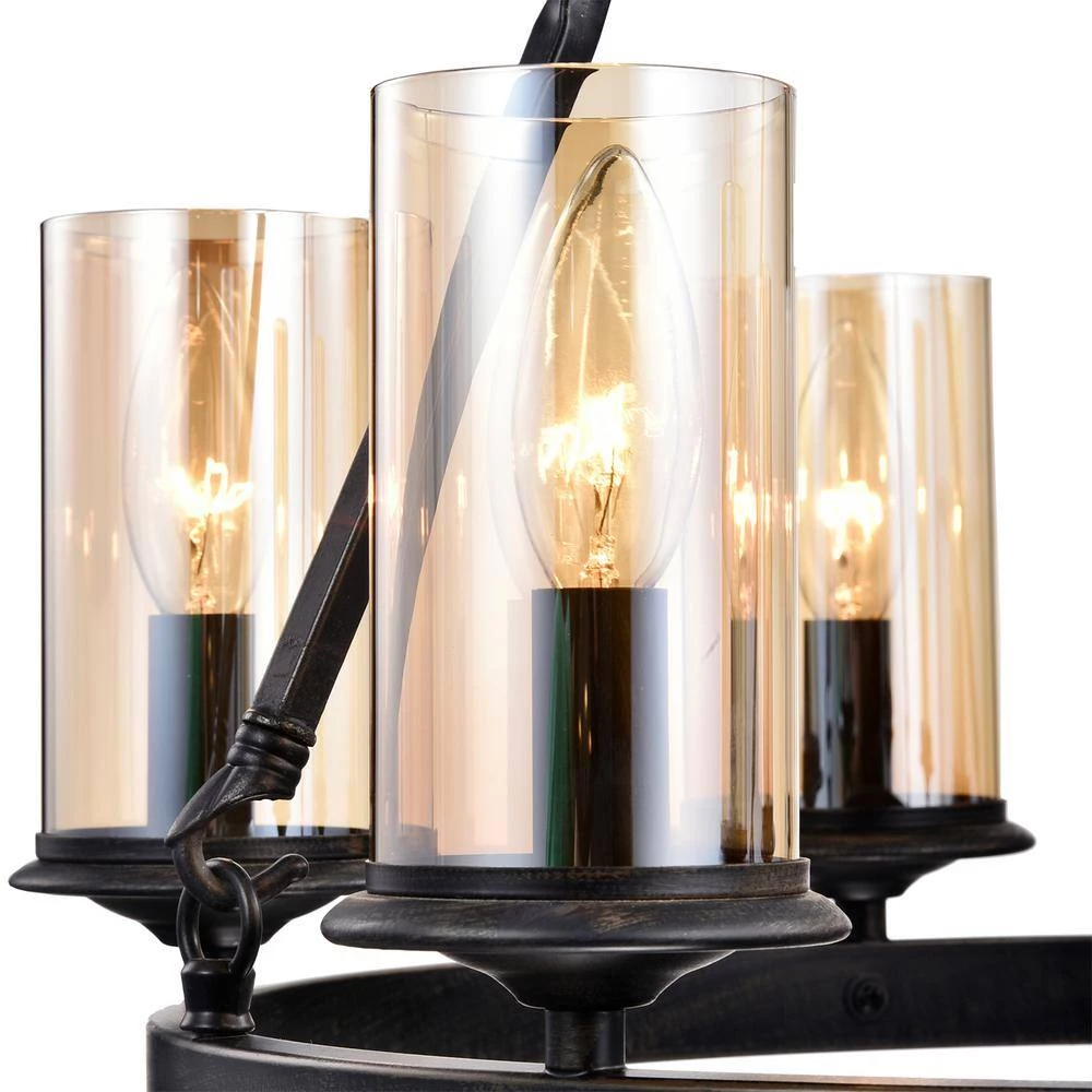 Best deal ๐ฅ Hartwell 6-Light Traditional Antique Black Industrial Wheel Chandelier with Clear Amber Glass Shades by Edvivi โ 12 Best deal ๐ฅ Hartwell 6-Light Traditional Antique Black Industrial Wheel Chandelier with Clear Amber Glass Shades by Edvivi โ - Image 10