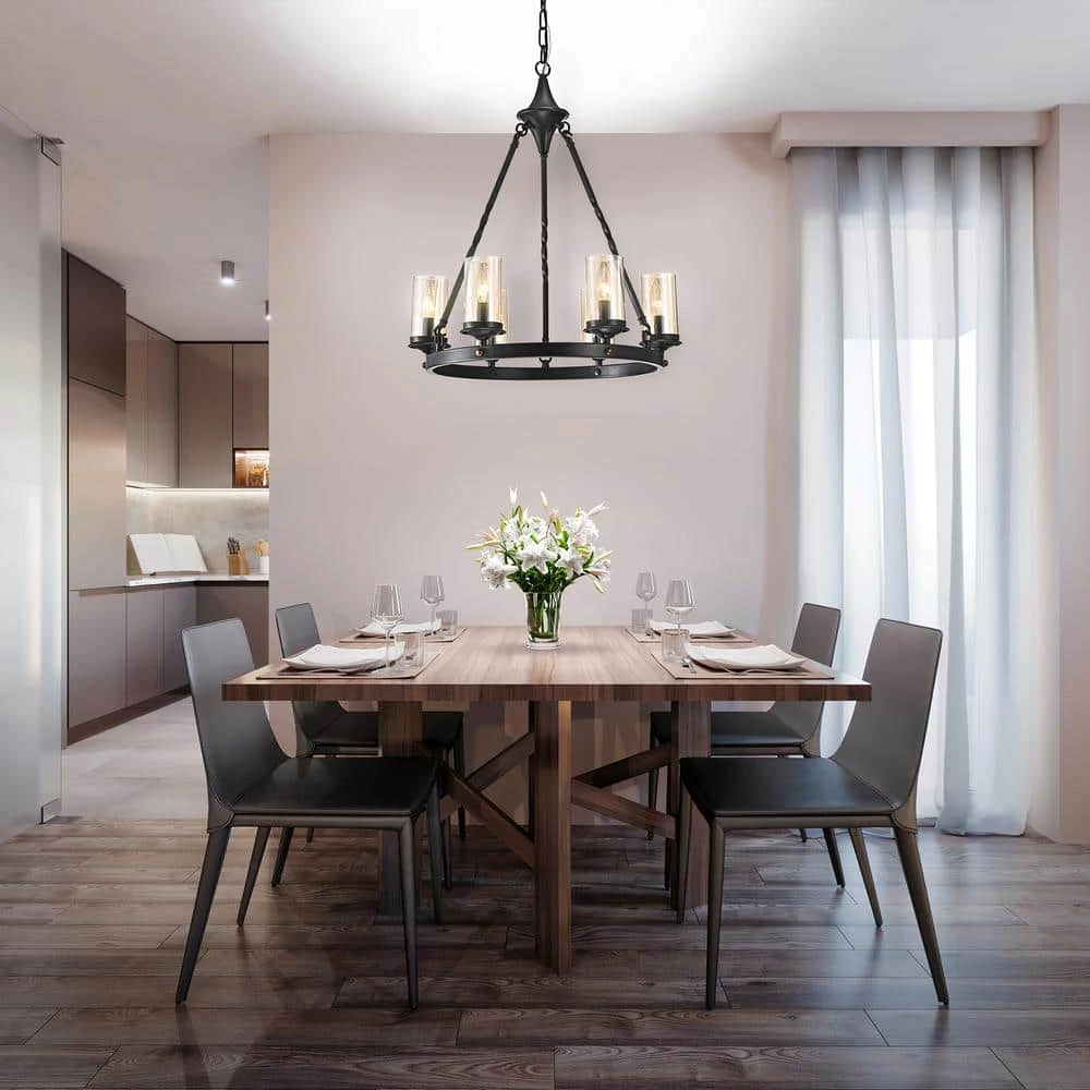 Best deal ๐ฅ Hartwell 6-Light Traditional Antique Black Industrial Wheel Chandelier with Clear Amber Glass Shades by Edvivi โ 10 Best deal ๐ฅ Hartwell 6-Light Traditional Antique Black Industrial Wheel Chandelier with Clear Amber Glass Shades by Edvivi โ - Image 8