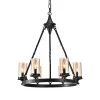 Best deal 🔥 Hartwell 6-Light Traditional Antique Black Industrial Wheel Chandelier with Clear Amber Glass Shades by Edvivi ⌛
