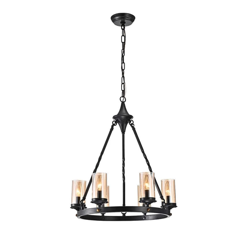 Best deal ๐ฅ Hartwell 6-Light Traditional Antique Black Industrial Wheel Chandelier with Clear Amber Glass Shades by Edvivi โ 8 Best deal ๐ฅ Hartwell 6-Light Traditional Antique Black Industrial Wheel Chandelier with Clear Amber Glass Shades by Edvivi โ - Image 6
