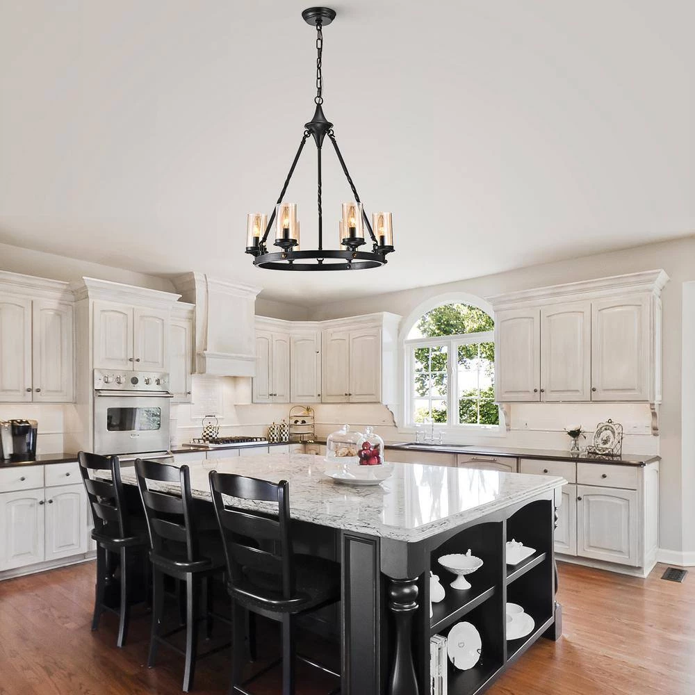 Best deal ๐ฅ Hartwell 6-Light Traditional Antique Black Industrial Wheel Chandelier with Clear Amber Glass Shades by Edvivi โ 9 Best deal ๐ฅ Hartwell 6-Light Traditional Antique Black Industrial Wheel Chandelier with Clear Amber Glass Shades by Edvivi โ - Image 7