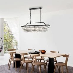 Brand new 👍 Chiara 6-Light Antique Black Rectangular Glam Chandelier with Hanging Crystal, Linear Dining Room Pendant, Island Light by Edvivi ✔️ -Deals Edvivi || Atlas Store antique black edvivi chandeliers epd3615bk 31 1000