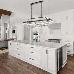 Brand new 👍 Chiara 6-Light Antique Black Rectangular Glam Chandelier with Hanging Crystal, Linear Dining Room Pendant, Island Light by Edvivi ✔️ -Deals Edvivi || Atlas Store antique black edvivi chandeliers epd3615bk 4f 1000