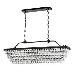 Brand new 👍 Chiara 6-Light Antique Black Rectangular Glam Chandelier with Hanging Crystal, Linear Dining Room Pendant, Island Light by Edvivi ✔️ -Deals Edvivi || Atlas Store antique black edvivi chandeliers epd3615bk 77 1000