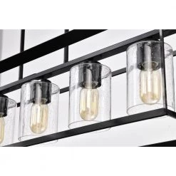 Deals 🥰 Richard 5-Light Antique Black Rectangular Kitchen Island Chandelier with Seeded Glass Shades by Edvivi 🔔 -Deals Edvivi || Atlas Store antique black edvivi chandeliers epd6265bk 44 1000