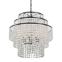 Discount โค๏ธ Arietta 6-Light Antique Black Modern Glam Chandelier with Tier Cascading Crystals by Edvivi โ๏ธ