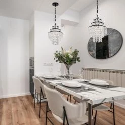 Best Sale 🔥 Arietta 1-Light Antique Black Modern Glam Mini Chandelier with Tier Cascading Crystals by Edvivi ⌛ -Deals Edvivi || Atlas Store antique black edvivi chandeliers epj3855bk 4f 1000