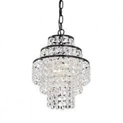 Best Sale ๐ฅ Arietta 1-Light Antique Black Modern Glam Mini Chandelier with Tier Cascading Crystals by Edvivi โ