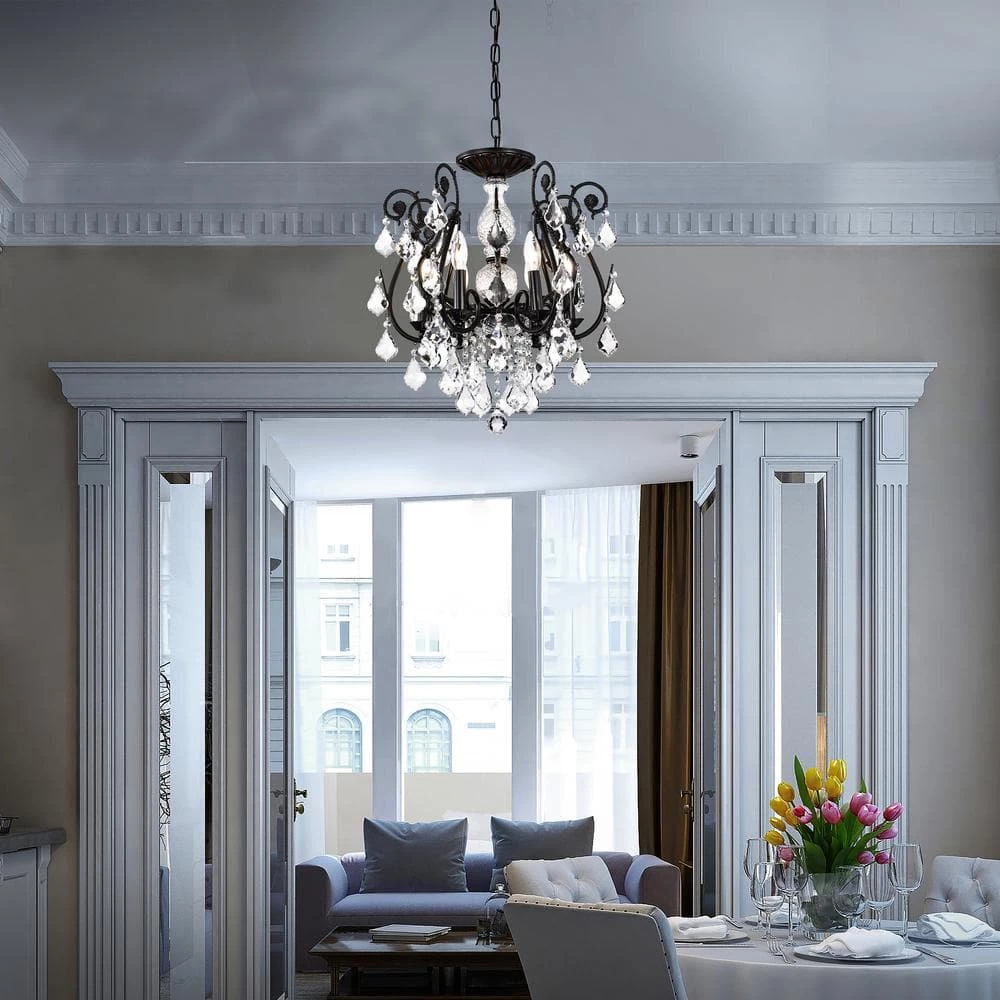 Brand new ๐ Veronica Glam 6-Light Antique Black Candlestick Crystal Chandelier Wrought Iron Ceiling Light Fixture by Edvivi ๐ 11 Brand new ๐ Veronica Glam 6-Light Antique Black Candlestick Crystal Chandelier Wrought Iron Ceiling Light Fixture by Edvivi ๐ - Image 9