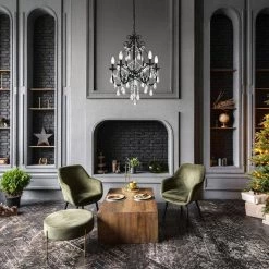 Promo ⌛ Amorette 5-Light Antique Black Candle Style Traditional Glam Chandelier with Teardrop Hanging Crystals by Edvivi ⌛ -Deals Edvivi || Atlas Store antique black edvivi chandeliers epj521bk 1f 1000