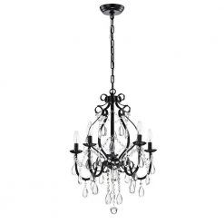 Promo ⌛ Amorette 5-Light Antique Black Candle Style Traditional Glam Chandelier with Teardrop Hanging Crystals by Edvivi ⌛ -Deals Edvivi || Atlas Store antique black edvivi chandeliers epj521bk 40 1000