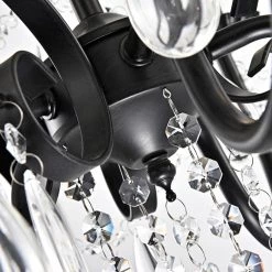 Promo ⌛ Amorette 5-Light Antique Black Candle Style Traditional Glam Chandelier with Teardrop Hanging Crystals by Edvivi ⌛ -Deals Edvivi || Atlas Store antique black edvivi chandeliers epj521bk 77 1000