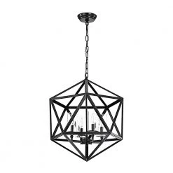 Outlet 💯 Renzo 4-Light Antique Black Geometric Iron Modern Farmhouse Cage Chandelier with Clear Glass Shades by Edvivi ✔️ -Deals Edvivi || Atlas Store antique black edvivi chandeliers epl118bk 76 1000