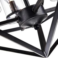 Outlet 💯 Renzo 4-Light Antique Black Geometric Iron Modern Farmhouse Cage Chandelier with Clear Glass Shades by Edvivi ✔️ -Deals Edvivi || Atlas Store antique black edvivi chandeliers epl118bk 77 1000