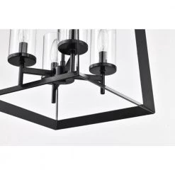 New ❤️ Richard 4-Light Antique Black Geometric Cage Lantern Pendant with Clear Glass Shades by Edvivi 🛒 -Deals Edvivi || Atlas Store antique black edvivi chandeliers epl6255bk 76 1000