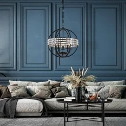 Best reviews of ❤️ Orbit 5-Light Antique Black Globe Cage Glam Chandelier Ceiling Fixture with Crystal Belt by Edvivi 🤩 -Deals Edvivi || Atlas Store antique black edvivi chandeliers epq2015bk 44 1000