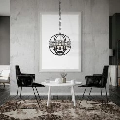 Best reviews of ❤️ Orbit 5-Light Antique Black Globe Cage Glam Chandelier Ceiling Fixture with Crystal Belt by Edvivi 🤩 -Deals Edvivi || Atlas Store antique black edvivi chandeliers epq2015bk 4f 1000