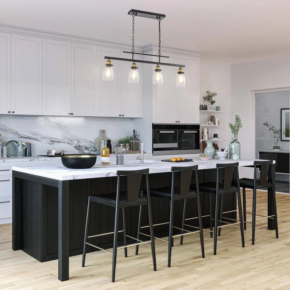 Discount ๐ Walden 4-Light Traditional Antique Black Island Chandelier with Glass Shades, Industrial Linear Kitchen Pendant Light by Edvivi ๐ 9 Discount ๐ Walden 4-Light Traditional Antique Black Island Chandelier with Glass Shades, Industrial Linear Kitchen Pendant Light by Edvivi ๐ - Image 7