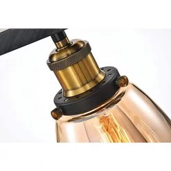 Outlet 👍 Walden 4-Light Traditional Antique Black Linear Kitchen Chandelier with Amber Glass Shades by Edvivi 🎉 -Deals Edvivi || Atlas Store antique black edvivi chandeliers eps134bk 76 1000