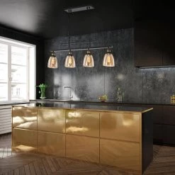 Outlet 👍 Walden 4-Light Traditional Antique Black Linear Kitchen Chandelier with Amber Glass Shades by Edvivi 🎉 -Deals Edvivi || Atlas Store antique black edvivi chandeliers eps134bk c3 1000