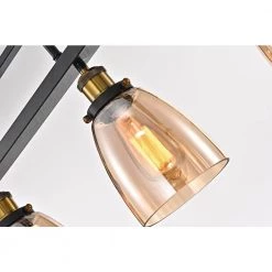 Outlet 👍 Walden 4-Light Traditional Antique Black Linear Kitchen Chandelier with Amber Glass Shades by Edvivi 🎉 -Deals Edvivi || Atlas Store antique black edvivi chandeliers eps134bk fa 1000