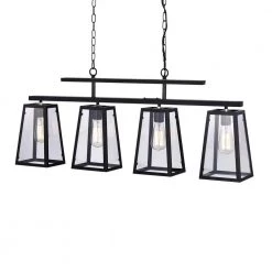 Best reviews of ๐ฅฐ Zire Traditional Farmhouse 4-Light Antique Black Linear Island Chandelier with Clear Glass Shades by Edvivi ๐