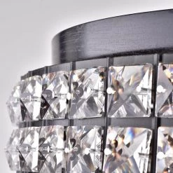 Outlet 💯 Alyvia 15 in. 4-Light Modern Antique Black Glam Drum Crystal Flush Mount by Edvivi ✔️ -Deals Edvivi || Atlas Store antique black edvivi flush mount lights ecg4103bk 44 1000