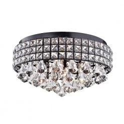 Outlet 💯 Alyvia 15 in. 4-Light Modern Antique Black Glam Drum Crystal Flush Mount by Edvivi ✔️