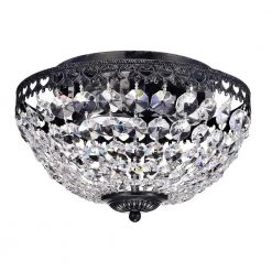 Budget โญ Clara 11-1/2 in. 3-Light Antique Black Glam Flush Mount with Crystal Shade by Edvivi ๐