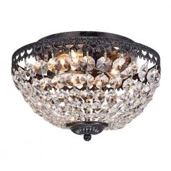 Budget ⭐ Clara 11-1/2 in. 3-Light Antique Black Glam Flush Mount with Crystal Shade by Edvivi 🛒 -Deals Edvivi || Atlas Store antique black edvivi flush mount lights ecj428bk 76 1000