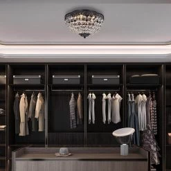 Budget ⭐ Clara 11-1/2 in. 3-Light Antique Black Glam Flush Mount with Crystal Shade by Edvivi 🛒 -Deals Edvivi || Atlas Store antique black edvivi flush mount lights ecj428bk c3 1000