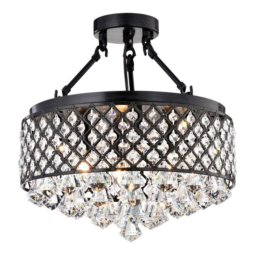 Deals โ Alyvia 4-Light Antique Black Glam Semi-Flush Mount Ceiling Light with Beaded Crystal Drum Shade by Edvivi ๐ 2 Deals โ Alyvia 4-Light Antique Black Glam Semi-Flush Mount Ceiling Light with Beaded Crystal Drum Shade by Edvivi ๐