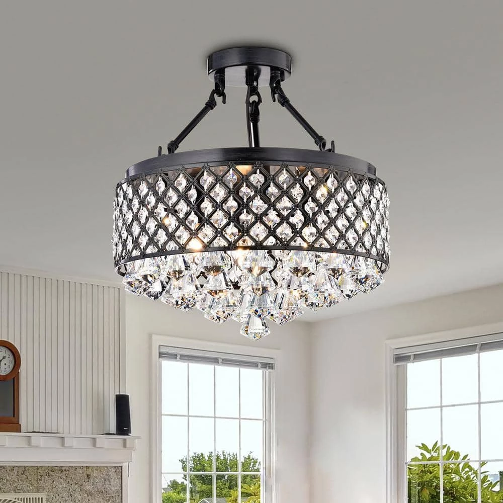 Deals โ Alyvia 4-Light Antique Black Glam Semi-Flush Mount Ceiling Light with Beaded Crystal Drum Shade by Edvivi ๐ 3 Deals โ Alyvia 4-Light Antique Black Glam Semi-Flush Mount Ceiling Light with Beaded Crystal Drum Shade by Edvivi ๐ - Image 2