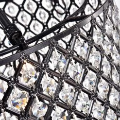 New 🛒 Marya 4-Light Modern Antique Black Finish Crystal Semi-Flush Mount Light with Clear Glass Crystal Beaded Drum Shade by Edvivi 💯 -Deals Edvivi || Atlas Store antique black edvivi flush mount lights esg8025bk 44 1000