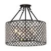 New 🛒 Marya 4-Light Modern Antique Black Finish Crystal Semi-Flush Mount Light with Clear Glass Crystal Beaded Drum Shade by Edvivi 💯