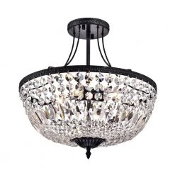 Best reviews of โ Clara 18 in. 3-Light Glam Antique Black Basket Semi-Flush Mount with Crystal Strands by Edvivi ๐ฏ