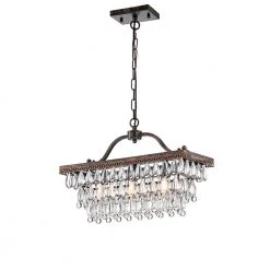 Buy 🎉 Chiara 3-Light Antique Bronze Rectangular Glam Chandelier with Clear Glass Hanging Teardrop Crystals by Edvivi 😉 -Deals Edvivi || Atlas Store antique bronze edvivi chandeliers epd300ab 44 1000