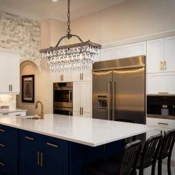 Buy 🎉 Chiara 3-Light Antique Bronze Rectangular Glam Chandelier with Clear Glass Hanging Teardrop Crystals by Edvivi 😉 -Deals Edvivi || Atlas Store antique bronze edvivi chandeliers epd300ab 4f 1000