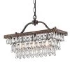 Buy 🎉 Chiara 3-Light Antique Bronze Rectangular Glam Chandelier with Clear Glass Hanging Teardrop Crystals by Edvivi 😉