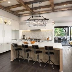 Budget ⌛ Chiara 4-Light Antique Bronze Rectangular Glam Chandelier with Clear Glass Hanging Teardrop Crystals by Edvivi 🎉 -Deals Edvivi || Atlas Store antique bronze edvivi chandeliers epd301ab 4f 1000